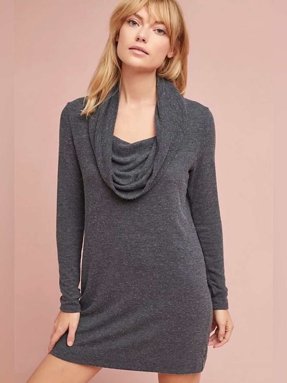 Anthropologie x Michael Stars Gray Cowl Neck/Off the Shoulder Dress Size XS